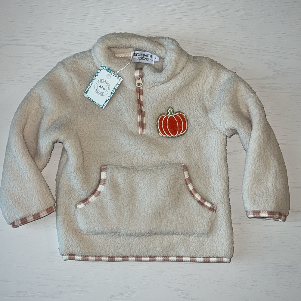 Rylee Faith Designs Furry Pumpkin Fleece Jacket Pants Headband Set 2T 3T 4 5 6 - Picture 5 of 9